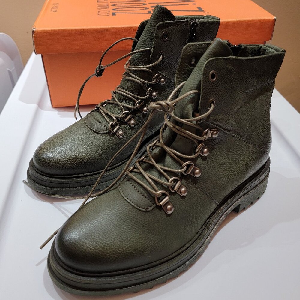 Miz Mooz Freddie Leather Combat Boot, FOREST, Size 8.5-9US/39EU, NIB